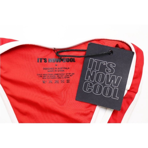 NWT It’s Now Cool 90s Duo Bikini Bottom Swim Bathing Suit | Red White Contrast M - Picture 5 of 7